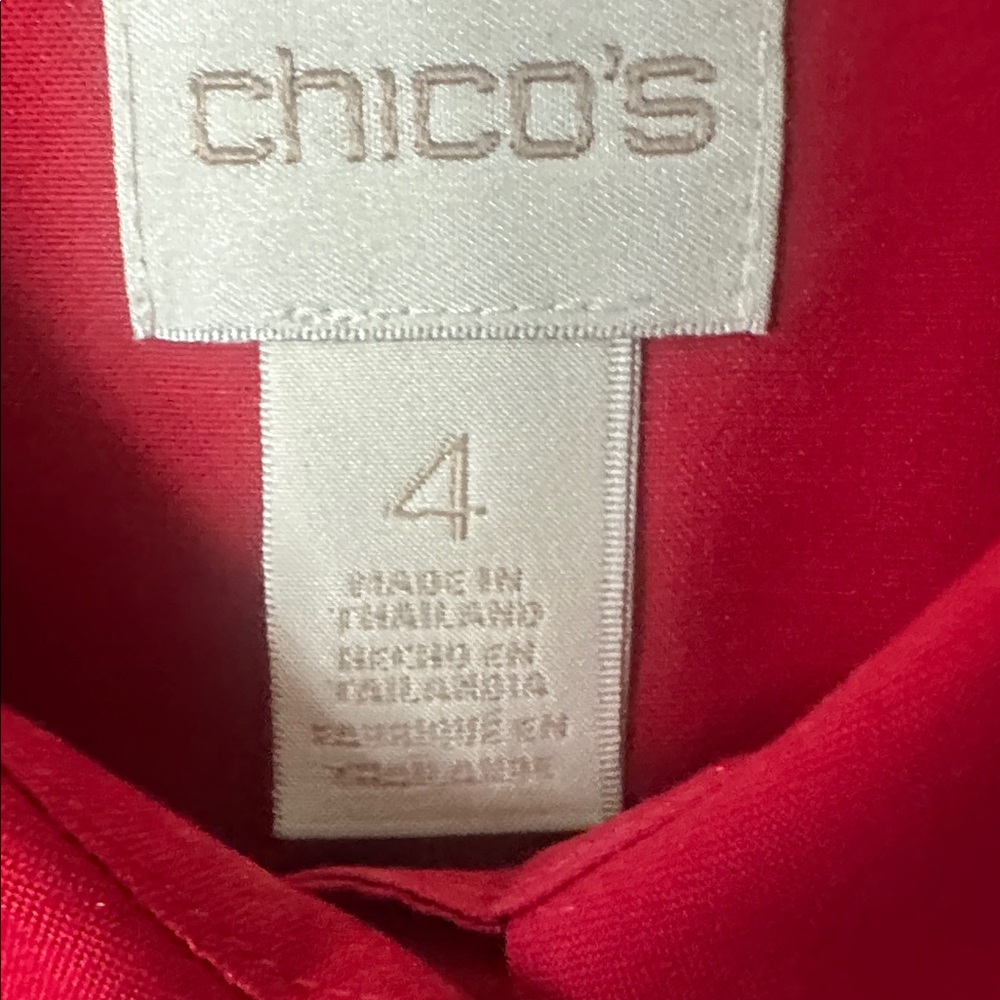 Chicos No Iron S Sateen Tunic Button Front Stiletto Long Sleeve NWOTChico 4 =XL - Picture 4 of 7